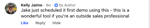Customer comment screenshot