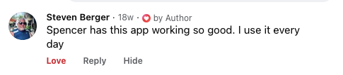 Customer comment screenshot